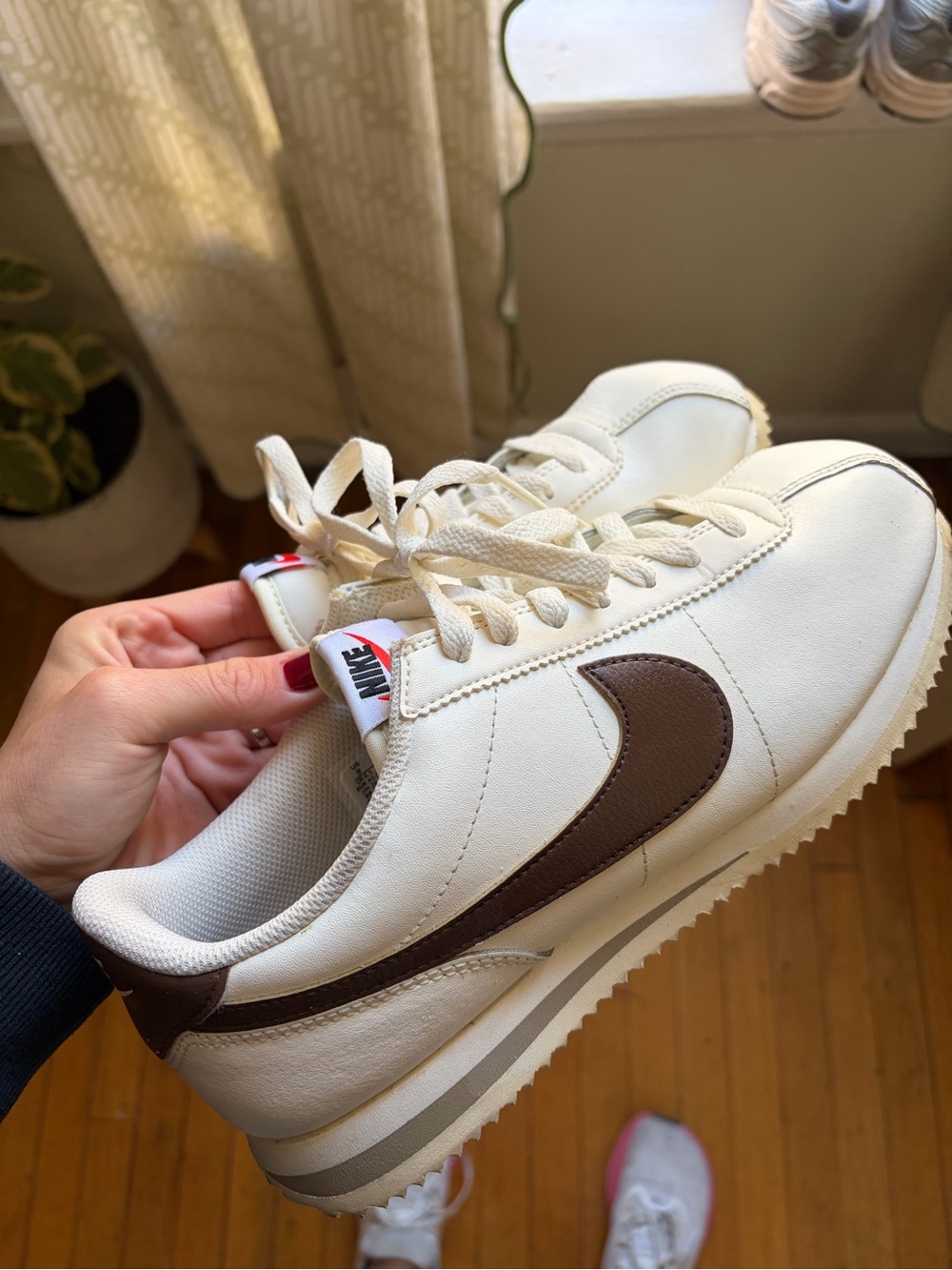 Nike Women's Cream and Brown Retro Cortez Sneaker